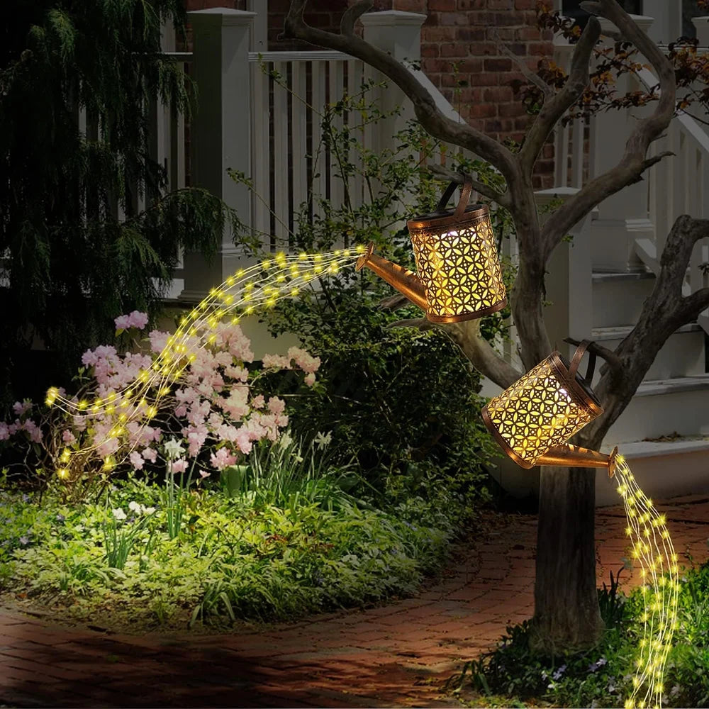 Solar Watering Can Outdoor Light – Magical Waterfall Fairy Lamp | IP65 Waterproof