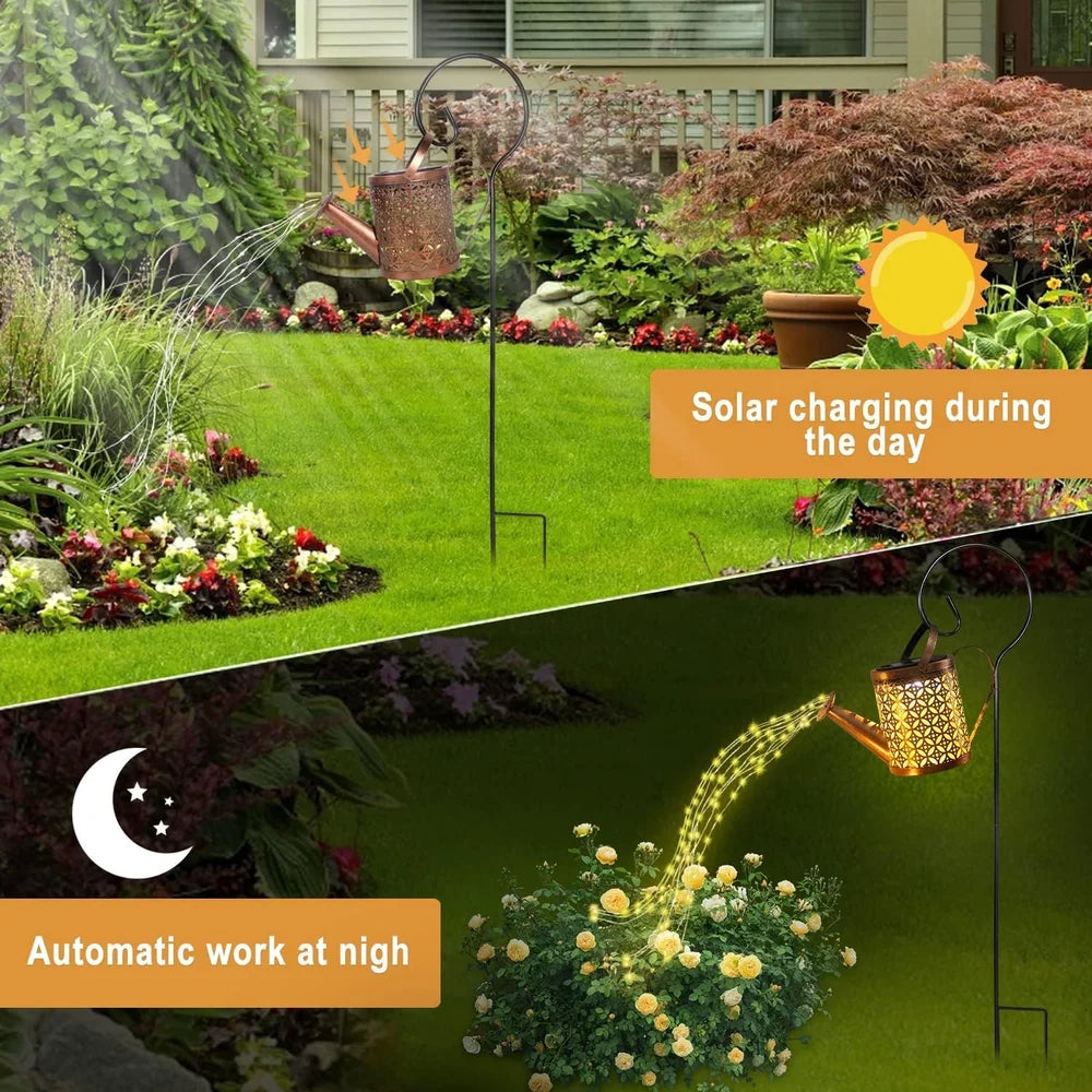 Solar Watering Can Outdoor Light – Magical Waterfall Fairy Lamp | IP65 Waterproof