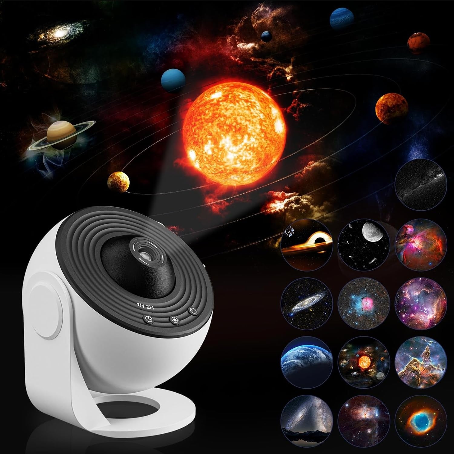 GalaxyGlow 360° Star Projector & Night Light for Bedrooms | 12 Replacement Discs