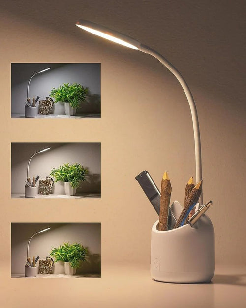 LED Desk Lamp with Pen Holder – 3 Light Modes, Study Table Lamp