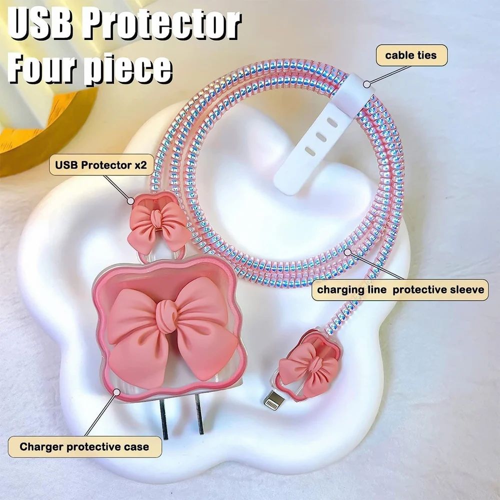 Cute 3D Bow Design Cover for Charger Adapter